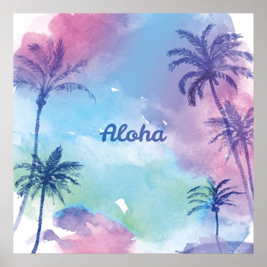 Lila Aquarelllandschaft Hawaii Poster (Vorne)