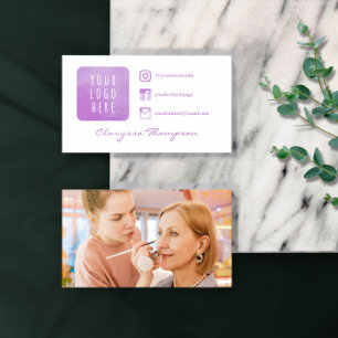 Lila Aquarelllogos und Foto Social Media Visitenkarte