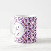 Lila Aquarellmuster-Blume Kaffeetasse (Vorderseite Links)