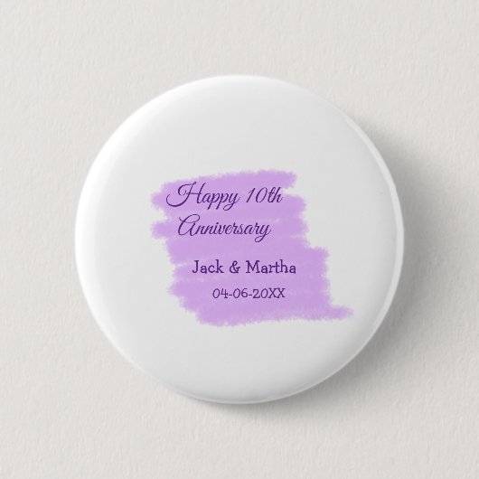 Lila Aquarellplatz, modern 10 Jahre alt Button (Vorderseite)