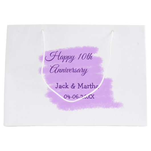 Lila Aquarellplatz, modern 10 Jahre alt Große Geschenktüte (Vorderseite)