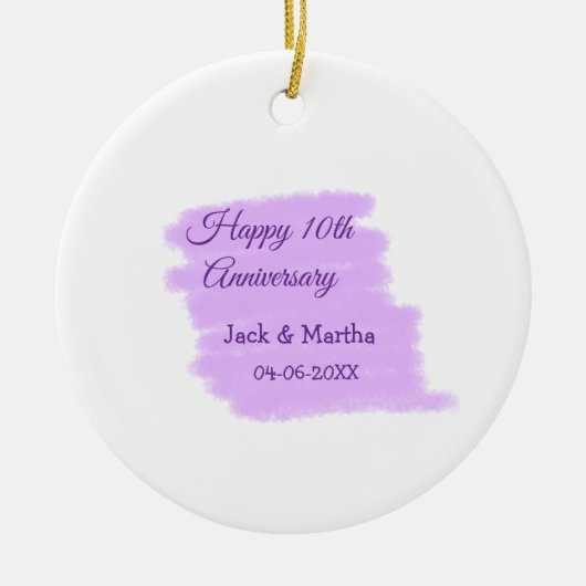 Lila Aquarellplatz, modern 10 Jahre alt Keramik Ornament (Vorne)