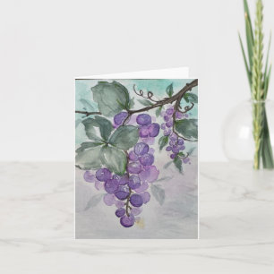 Lila Aquarelltrauben - Blanko-Gruß Karte