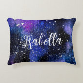 Lila Aquarelluniversum Dekokissen (Vorderseite)