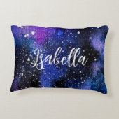 Lila Aquarelluniversum Dekokissen (Rückseite)