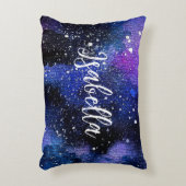 Lila Aquarelluniversum Dekokissen (Vorderseite(Vertikal))