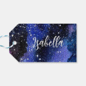 Lila Aquarelluniversum Geschenkanhänger (Rückseite Horizontal)