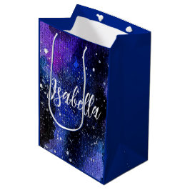 Lila Aquarelluniversum Mittlere Geschenktüte