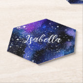 Lila Aquarelluniversum Untersetzer (angewinkelt)