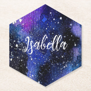 Lila Aquarelluniversum Untersetzer