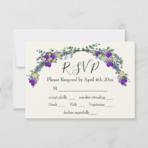 Lila Aquarellviolette RSVP Karte
