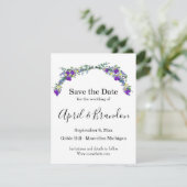 Lila Aquarellviolette Save The Date (Stehend Vorderseite)