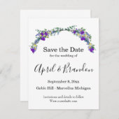 Lila Aquarellviolette Save The Date (Vorne/Hinten)