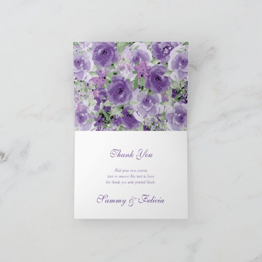 Lila Aquatercolor Floral Dankeschön Karten (Innenseite)