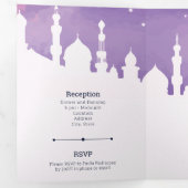 Lila arabische Nächte Wasserfarbe Quinceañera Tri- Dreifach Gefaltete Einladung (Innen Erste Seite)