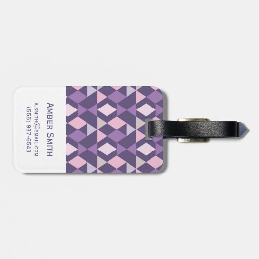 Lila Arabisches Geometrismuster Gepäckanhänger (Rückseite horizontal)