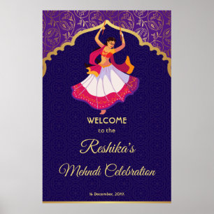Lila arabisches Muster grenzt an Mehndi Poster