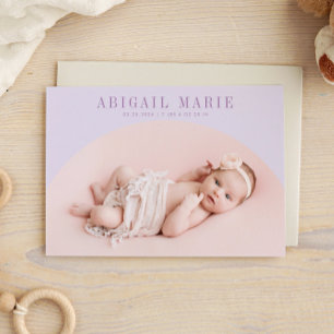 Lila Arch Frame Birth Announccard Ankündigung