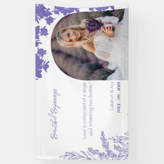 lila Arch Schöne Anfänge Hochzeitsdesign Banner (Vertikal)