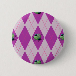 Lila Arglye Marienkäfer Button