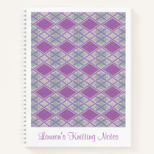 LILA ARGYLE STRICKEN 8,5x11 Spiralblock + Text Notizblock