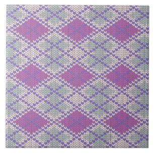 LILA ARGYLE STRICKMUSTER 6x6 Keramikfliese