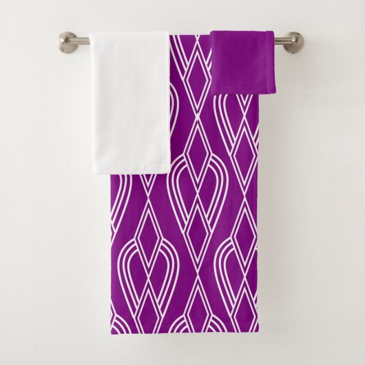 Lila Art Deco Blumenbeete Badetuch Set (Insitu)