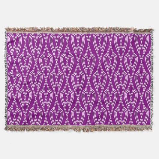Lila Art Deco Blumenbeete Decke (Vorderseite)