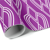 Lila Art Deco Blumenbeete Geschenkpapier (Rolleneckpunkt)