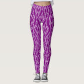 Lila Art Deco Blumenbeete Leggings (Vorderseite)