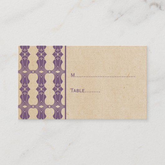 Lila Art Deco Border Platzkarte (Vorderseite)
