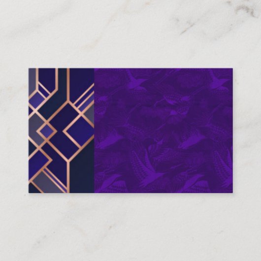 Lila Art-Déco-China Seide-Visitenkarte Visitenkarte (Vorderseite)
