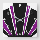Lila Art Deco Design Quadratische Wanduhr (Vorderseite)
