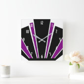 Lila Art Deco Design Quadratische Wanduhr (Zuhause)