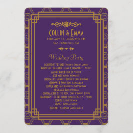 Lila Art Deco Hochzeitsprogramme Programm