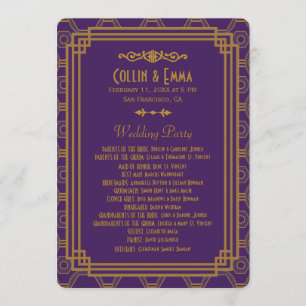 Lila Art Deco Hochzeitsprogramme Programm