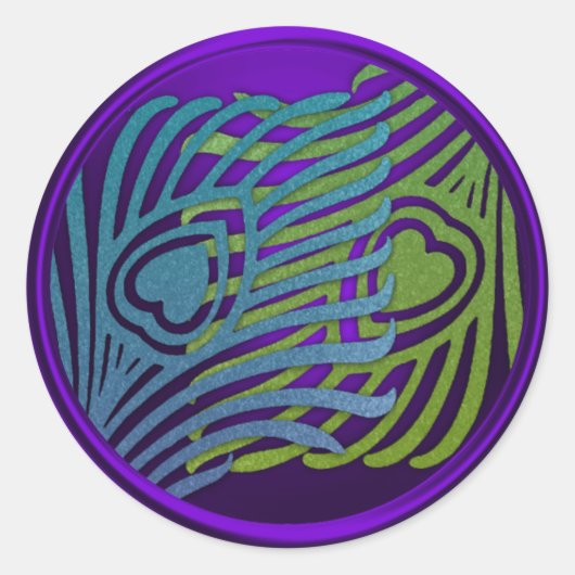 Lila Art Deco Peacock Umschlag Aufkleber Set 1104 (Vorderseite)