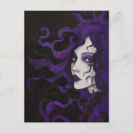 Lila Art Nouveau Gothic Woman Lila Black Postkarte