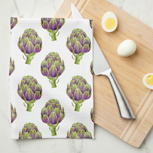 Lila Artichoke-Muster Geschirrtuch (Viertel Falte)