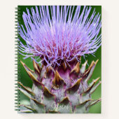 Lila Artichoke Thistle Head Floral Notizblock (Vorderseite)