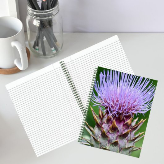 Lila Artichoke Thistle Head Floral Notizblock