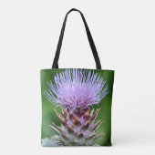 Lila Artichoke Thistle Head Floral Tasche (Rückseite)