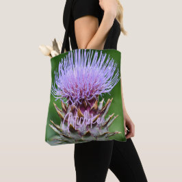 Lila Artichoke Thistle Head Floral Tasche