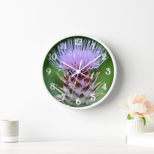 Lila Artichoke Thistle Head Floral Uhr (Zuhause)