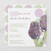Lila Artichokes dots Bridal Dusche Einladung (Vorne/Hinten)