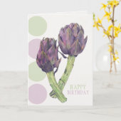 Lila Artichokes Geburtstagskarte Karte (Gelbe Blume)