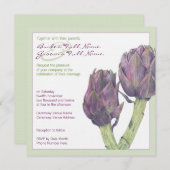 Lila Artichokes grüne Hochzeitseinladung Einladung (Vorne/Hinten)