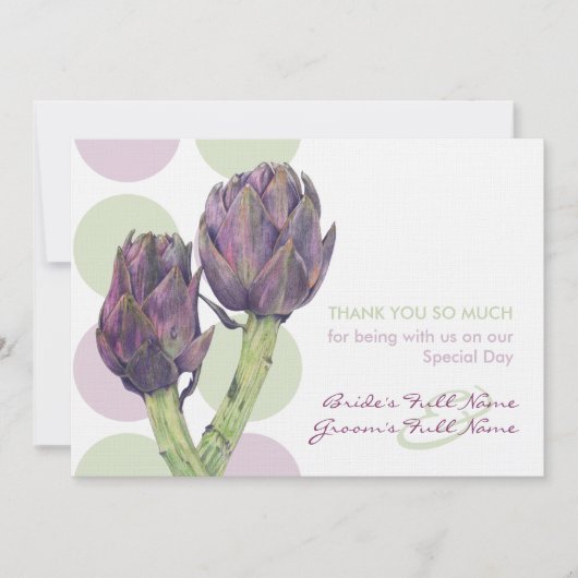 Lila Artichokes Hochzeit Danke (Vorderseite)