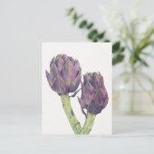 Lila Artichokes Postkarte (Stehend Vorderseite)