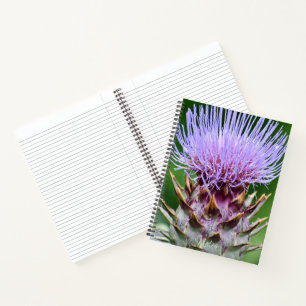 Lila Artischockendistel-Blütenkopf-Blume Notizblock